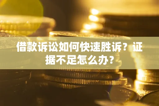武汉借款诉讼如何快速胜诉？证据不足怎么办？